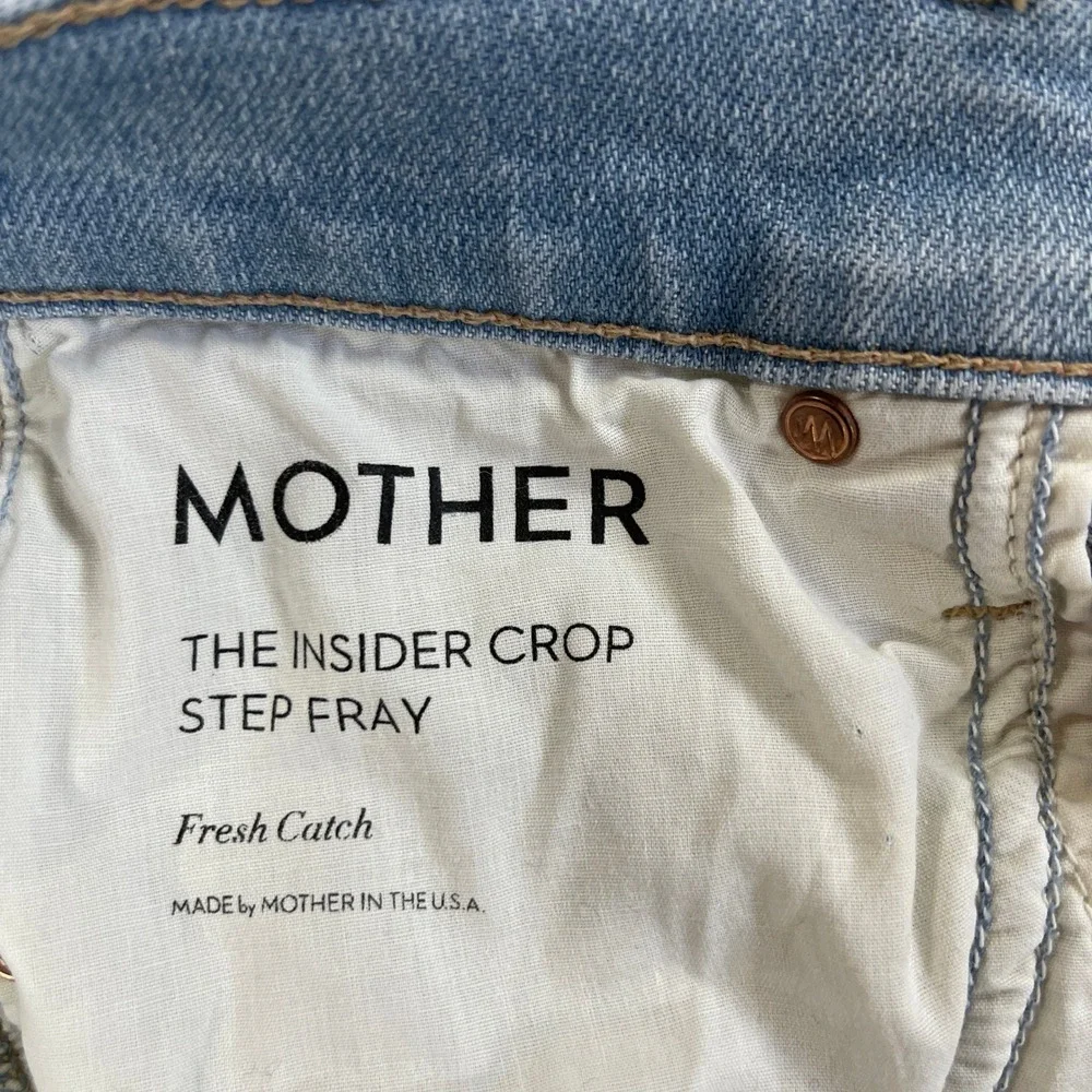 MOTHER Insider Crop Step Fray High Rise Jeans Womens 24 Light Wash Fresh Catch
